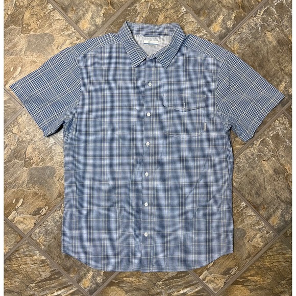 Columbia Other - Columbia Shirt Mens Large Blue Gingham Check Short Sleeve Button Up